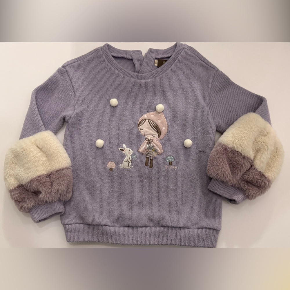 Kids Lavender Sweater with Bunny Design